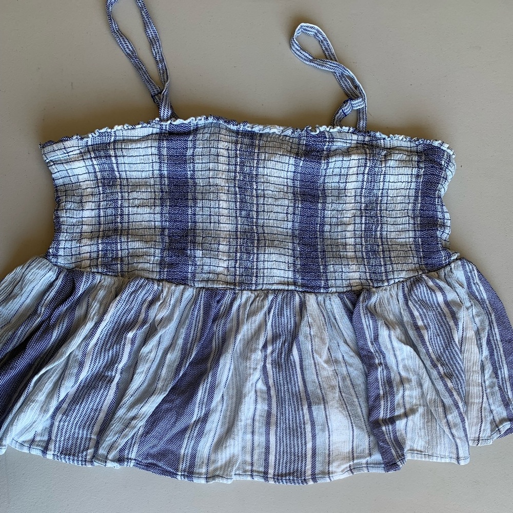 Torrid Blue and White Smocked Top